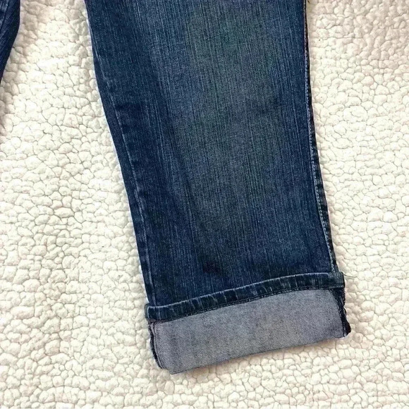 Jeanstar Med Wash Faded Flap Pocket Cuffed Crop Denim Stretch Capri Jean Size 10 - Picture 4 of 15